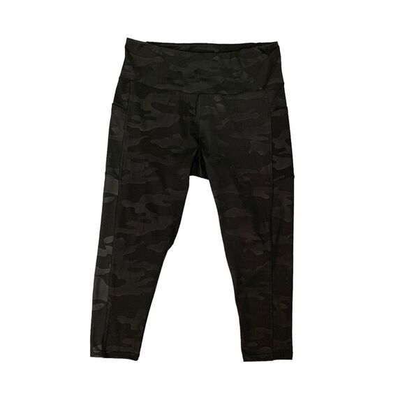 Nicole Millar Sport Leggings Womens Plus 2X Black Camo Stash Pockets Cropped - Picture 1 of 10